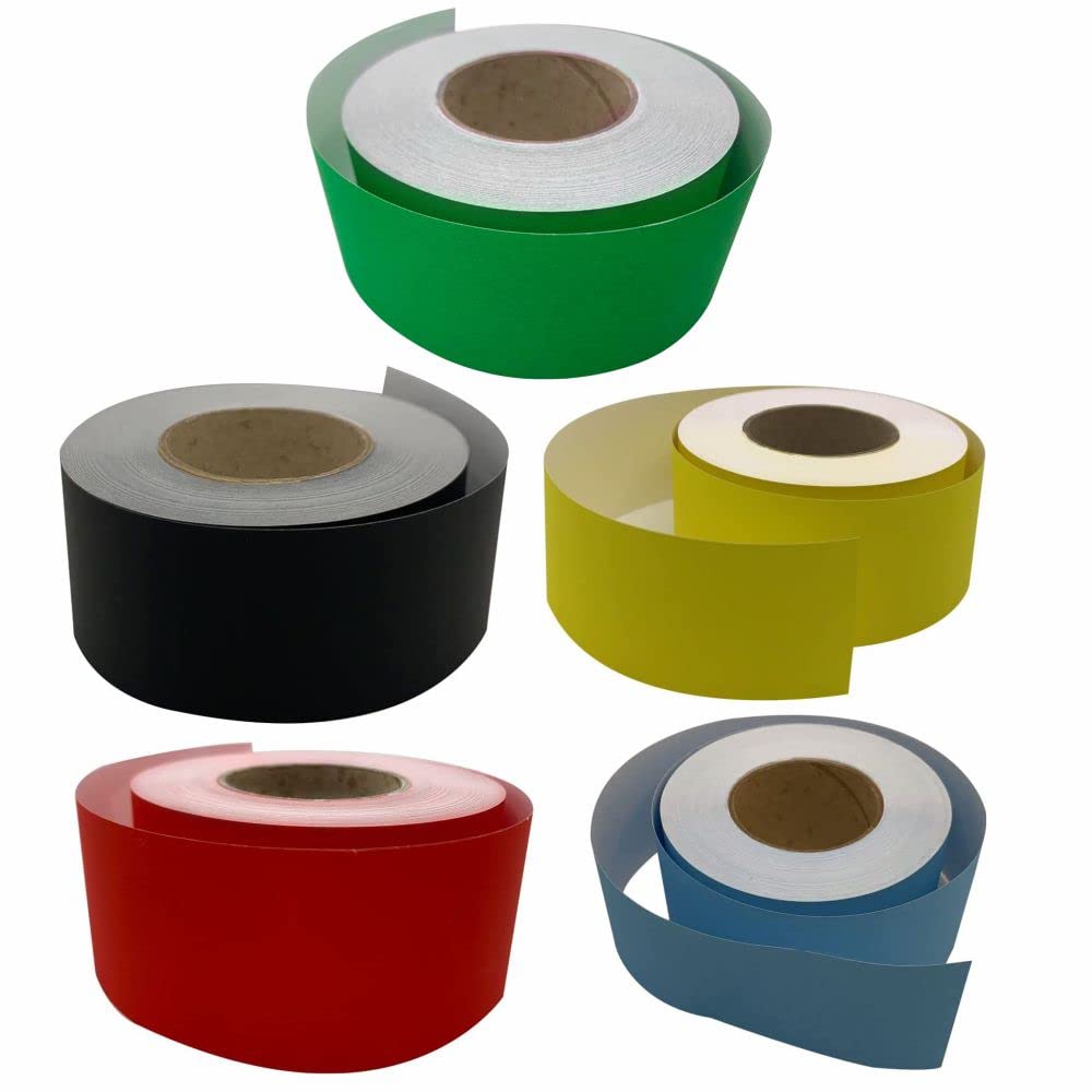 3 Ace Crafts (Pack of 5) Straight Edge Poster Paper Border Roll- (48mm x 50 Meters)- (Scarlet, Black, Lemon, Sky Blue, Leaf Green) School/Office, Classroom Decoration, Fade Resistant