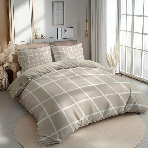 Housse couette géométrique fermeture éclair lit double 160x200 polycoton - 4