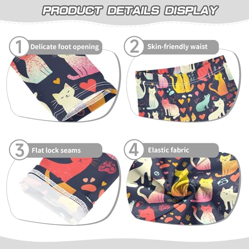 Cute Cats Girls' Leggings Toddler Doodles Hearts Kids Yoga Pants Dance Active Tights 4T3