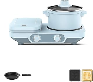 FSJD Gaufrier 4 en 1, Machine à Sandwich multifonctionnelle, Double contrôle de la température, Double Plaque chauffante électrique Non Collante et Facile à Nettoyer, cuisinière Portable, 1500 W