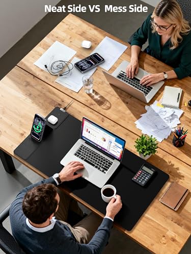 Image of Mouse Pad with Magnetic Wireless Charging & Adjustable Phone Stand, 31.5 inchx15.8 inch Extended Desk Mat, Waterproof Ultra-Smooth Keyboard Pad, Non-Slip Base, with 20W PD Adapter, Black