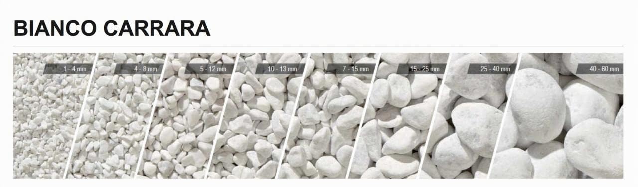 Generico 10 Sacchi da 25KG di CIOTTOLI Marmo Bianco Carrara 7/15 MM Sassi Pietre
