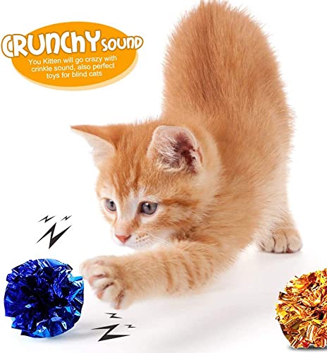 zukent 10Pcs Cat Crinkle Balls Cat Toys Cat Balls Chew and Chase Kitten Toys Lightweight and Multicolor Crinkle Paper Ball for Cats Kitten Dog Playing Indoor Active - Image 3