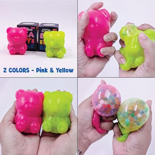 Image of Joy BY SCOOBIES Beady Bear - Soft Squishy Stress Relief Toy for Kids | Sensory Fidget Toy with Beads | Safe Non-Toxic Material | Washable & Reusable | Portable Calm Toy for Boys & Girls