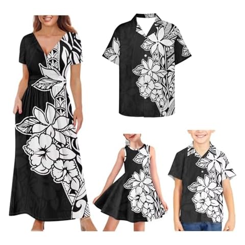 Hdjxbdhsv 4PCS Set Family Matching Clothes Polynesian Tribal Design Matching Set for Family Family Matching Clothes Set Hawaiian Luau Cover