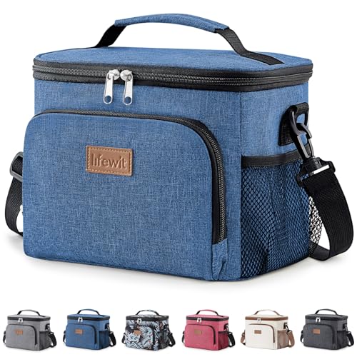 Lifewit Borsa Termica Porta Pranzo, Borse Frigo Piccola Pranzo Ufficio per Uomo e Donna, Impermeabile Lunch Bag con Tracolla, Frigoriferi da Campeggio per Lavoro, Mare, Viaggio, Blu Scuro, 9L