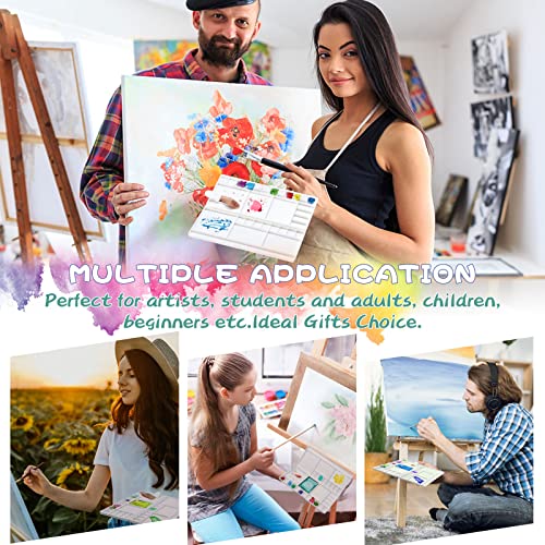 Junreox Watercolor Palette, Large Watercolor Palette with 24 Wells and 5 Mixing Areas, Premium Paint Pallet with Lid, Folding Paint Tray, Plastic Painting Palette with Thumbhole - Image 7