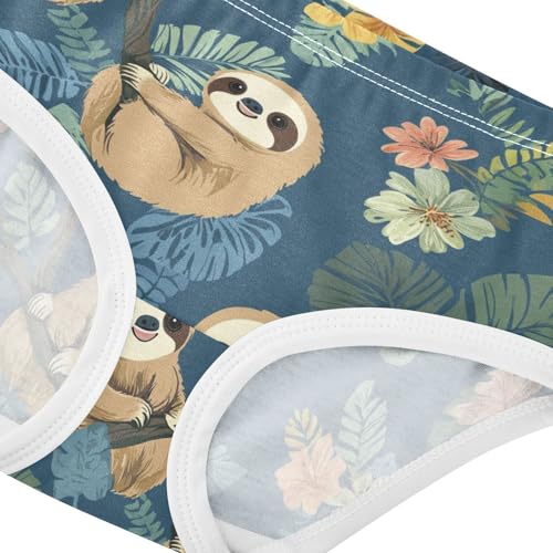 Wusikd Sloths Hanging Tree Girls' Underwear Cotton Cartoon Girls Briefs Soft Toddler Underwear 2T4