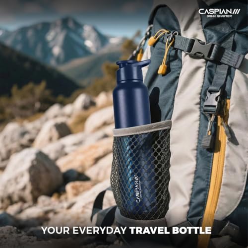 Image of CASPIAN / / / HIke ISI Certified Stainless Steel Water Bottle 1 ltr. (Elite Blue, 1 Litre) | Leak Proof Sipper for Fridge Home Office Travel School Kids Boys Girls Adults Sports Gym Yoga Gift|BPA Free