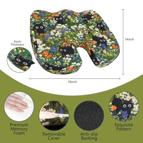 Image of Tailbone Pain Relief Cushion, Memory Foam Seat Cushion for Coccyx Sciatica Pain Pressure Relief Office Desk Chair