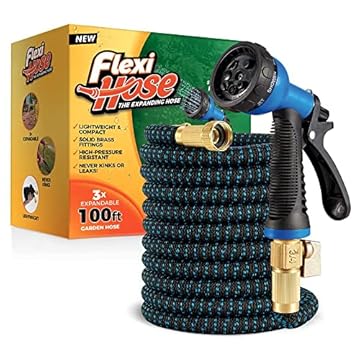 Flexi Hose Upgraded - Tubo espandibile da Giardino - 8 funzioni - Blu/Nero - 30 m