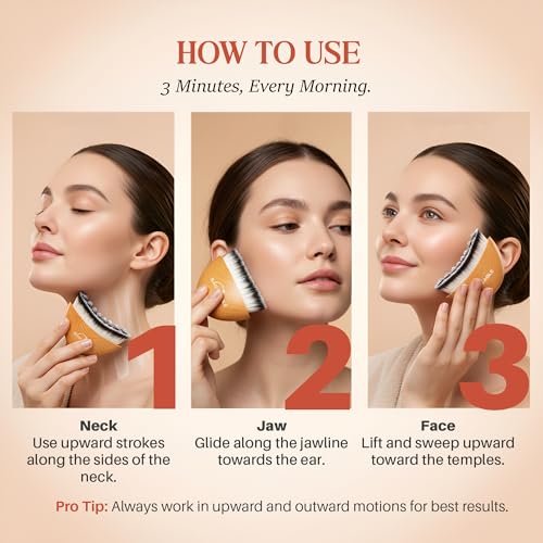 Image of GlowFlow Lymphatic Sculpt Face Brush - Anti-Puffing Tool for Jawline Contouring,Facial Drainage & Natural Face Lift. Travel friendly transparent case included.