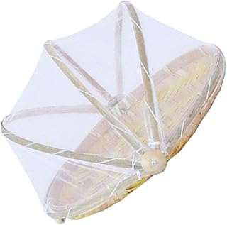Lurrose Woven Tray with Lid 36Cm Round Basket Dustproof Cover for Food Storage and Drying Home Kitchen Dining Serving