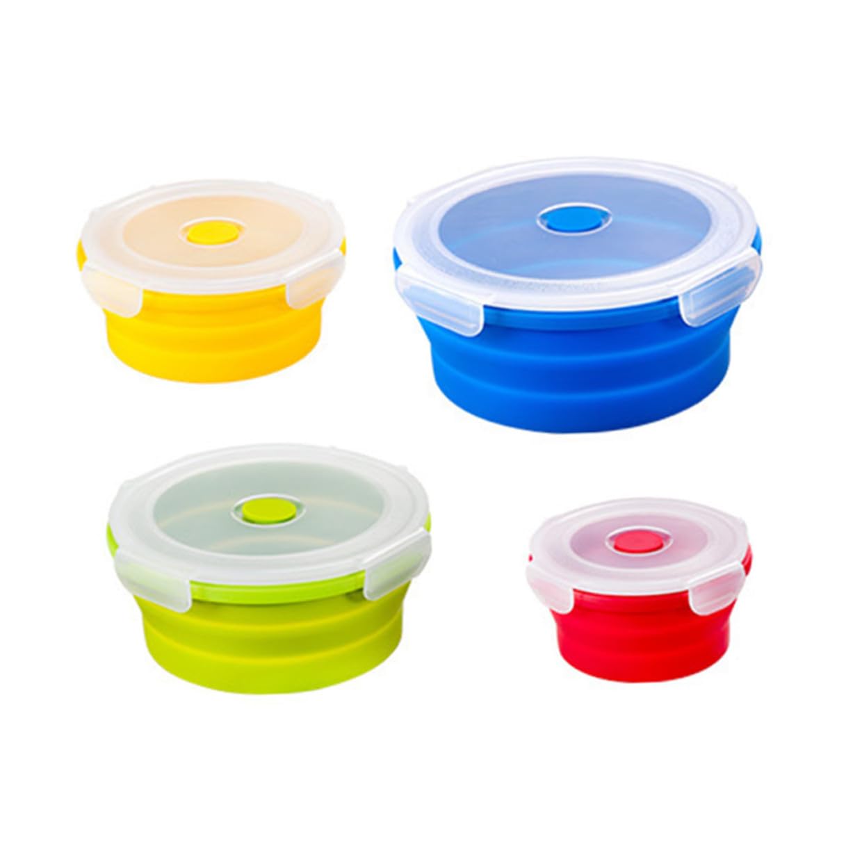Contenitori in Silicone per Alimenti 4 Pezzi, Scatole Pranzo Pieghevoli da 400ml a 1200ml, Salvaspazio e Portatili per Studenti e Famiglia Colore Casuale