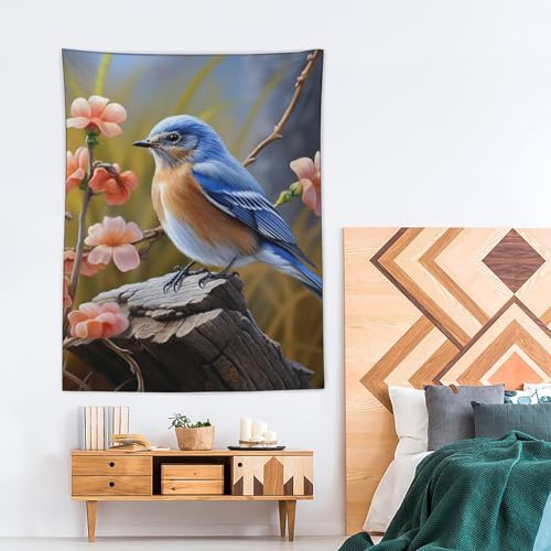 Tenture murale oiseau bleu oriental imprimé esthétique grand format - 4
