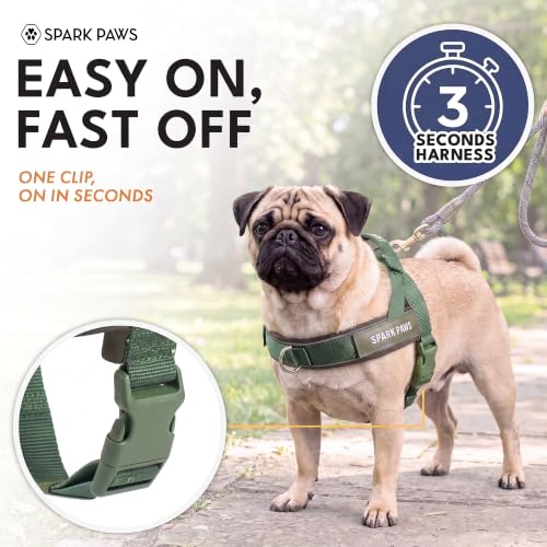 Image of Spark Paws No Pull Front Clip Dog Harness - Easy On, Padded and Lightweight | Two Clips, On in Seconds, Chest Bearing, Australian Style, No Throat Pressure, for Small Medium and Large Breeds