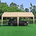 Gardesol Carport, 10' X 20' Heavy Duty Car Canopy with Powder-Coated Steel Frame, Easy to Assemble Portable Garage for Car, Boat, Party Tent with 180g PE Tarp for Wedding, Garden, 6 Legs, Beige
