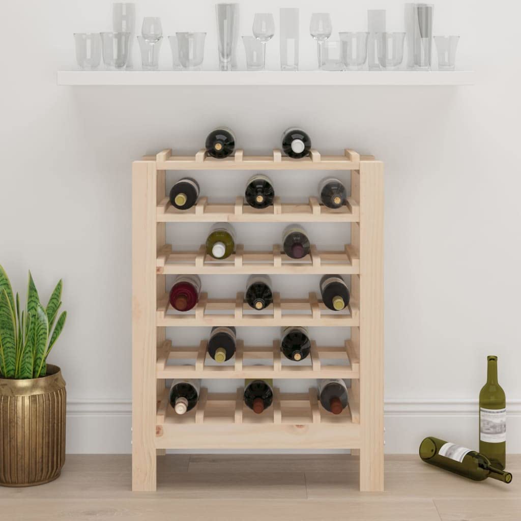 Stojak na wino 30 butelek z litego drewna sosnowego 61,5x30x82 cm