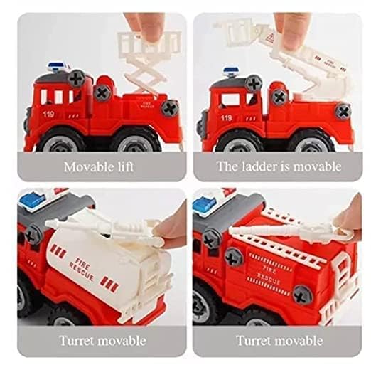 Image of Yetli Construction DIY with Working Drill Machine Pretend Play Toy Trucks Play Set Building Vehicles Set for Kids, Boys and Girls (DIY with Working Drill)(Red)