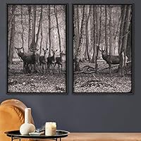 2 Piece Framed Canvas Wall Art Spiritual Deers Canvas Prints Home Artwork Decoration for Living Room,Bedroom - 16