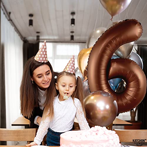 Image of KatchOn Coffee Brown Number 6 Balloon 40 Inch