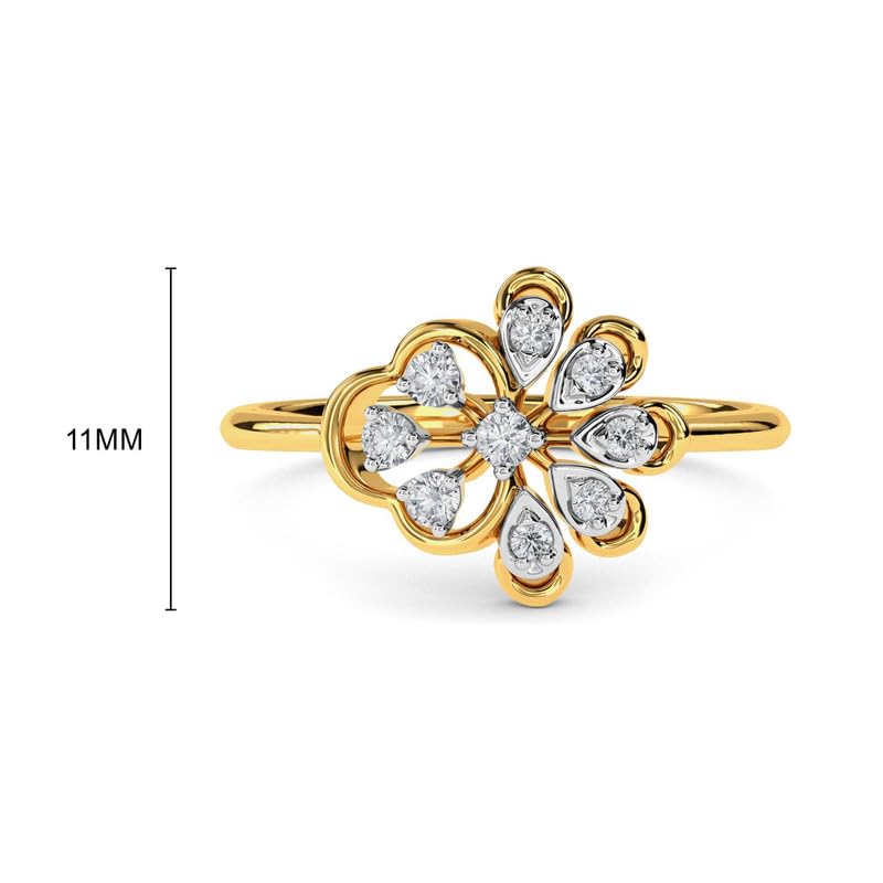 Image of KISNA 14k / 18k Real Gold & Diamond Ring | Diwali, Rakhi Rakshabandhan Gift for Sister /Bhabhi /Women | With Certificate of Authenticity & BIS-Hallmarked Gold Jewellery | Kerry Ring