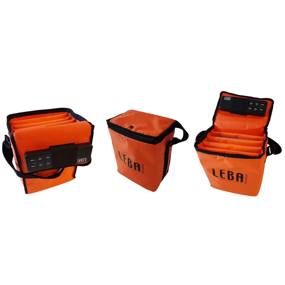 Leba Innovation NoteBag Tablet Tasche für 5 iPads - Gepolstert in Orange | Schultertasche für Tablets bis 11 Zoll und 25mm Dicke, aus robustem Nylon, ideal für Schule, Lehrer und den Transport