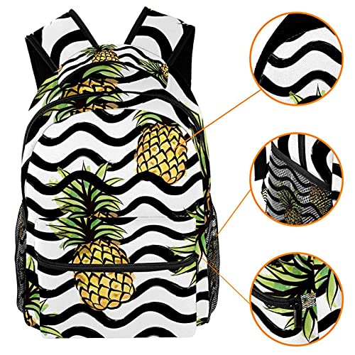 Sac à dos de voyage ananas noir et blanc fini le désordre sur le campus
