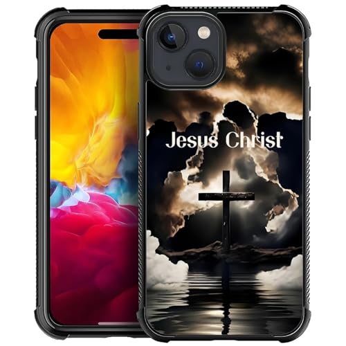 DAIZAG Compatible with iPhone 15 Case,Cross of Jesus Christ Four Corners with Bumper Shockproof Anti-Scratch Protection Case for Man Women for iPhone 15