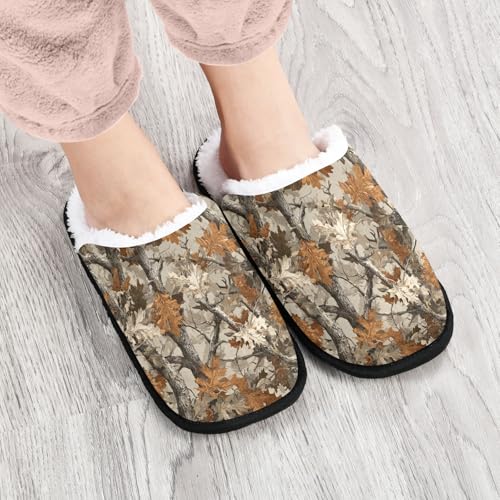 Retro Yellow Tree Camo Slippers For Women Men Soft Memory Foam Non-Slip Camouflage Winter Indoor House Shoes Travel Slipper4