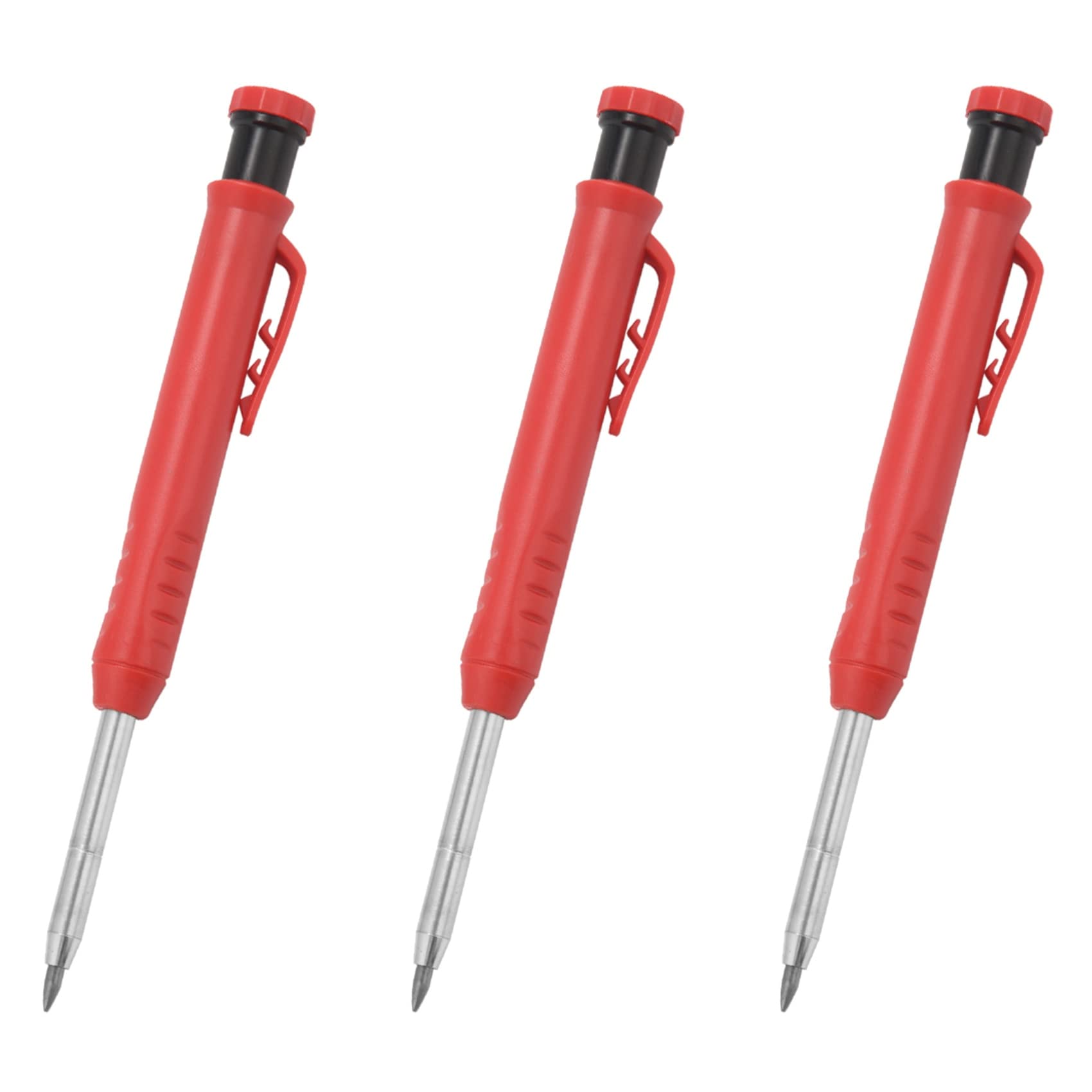 Jnchdghwa Red 3X Deep Hole Marker Premium Mechanical Pencil Marker With Integrated Sharpener-For Wood, Metal,Stone I Drill Hole Marker