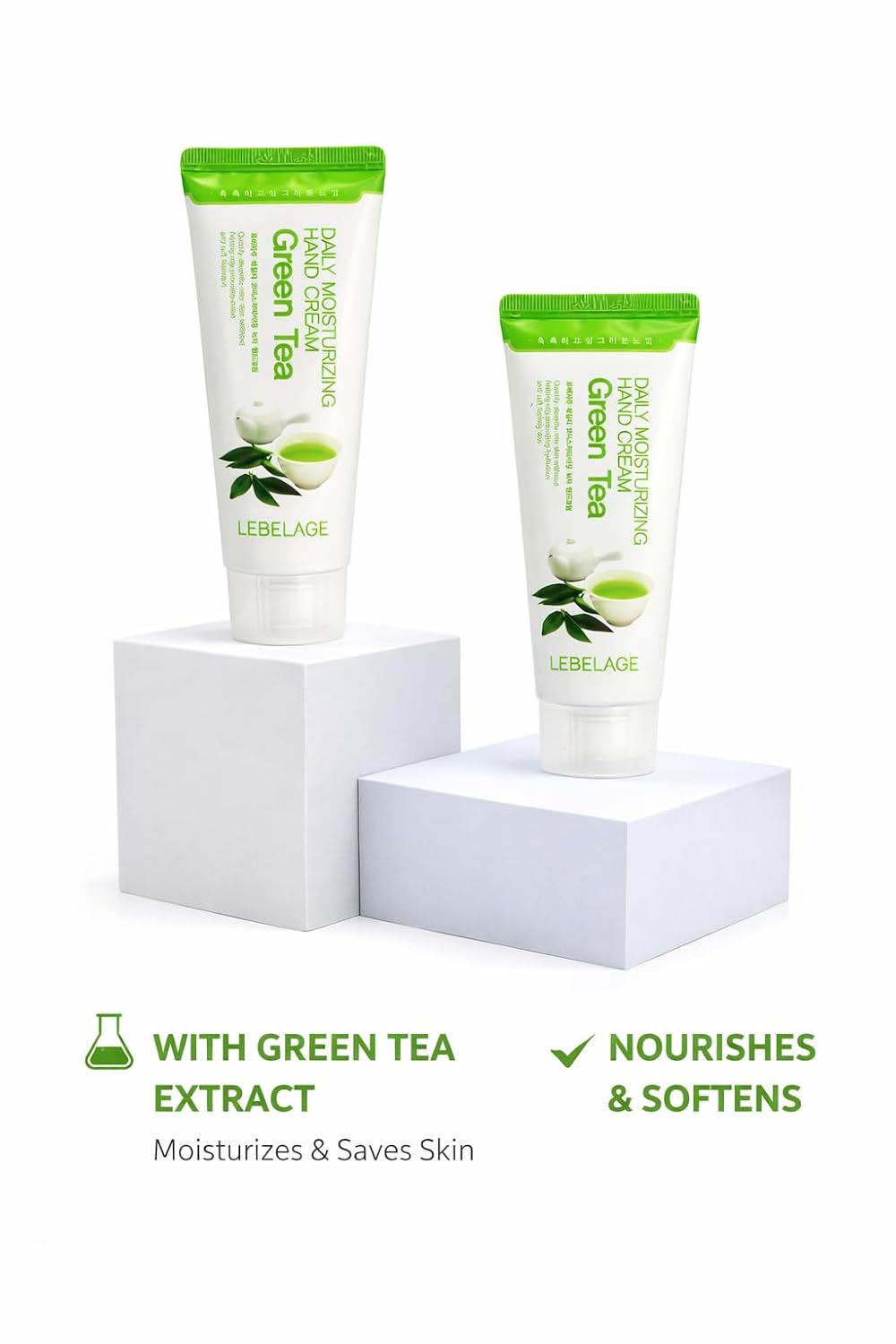 LEBELAGE Moisturizing Hand Cream 3.38 fl oz | Lightweight Hand Moisturizer | Fast-Absorbing Non-Greasy Hand Lotion for Soft, Smooth Hands | Daily Skincare Routine (Green Tea) image 4