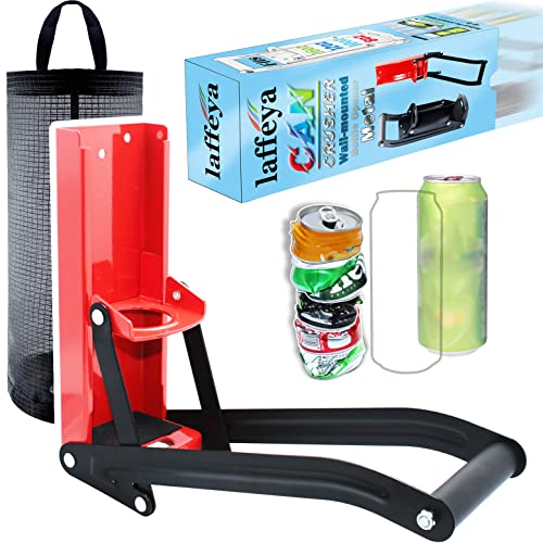 laffeya Can Crusher Wall Mounted, Can Crusher 16 oz, Crusher Aluminum, Soda Cans, Beer Cans and Water Bottles, Can Smasher for Recycling (16 oz, Red)