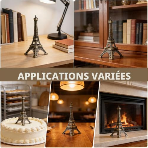 Cyrank Tour Eiffel, Tour Eiffel décoration métal Tour Eiffel Statue décoration en Alliage de Zinc Paris Tour Eiffel Collection Statue réplique France Tour Eiffel Table à Manger(15CM) – vue 9