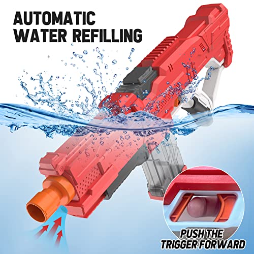Electric Water Gun For Adult Kid - Powerful Auto Refill Squirt Gun With Battery Powered Large Capacity Strongest Water Soaker Gun Blaster Pistol For Girl Toy For Pool Swimming Summer Party Outdoor Red #TOP1
