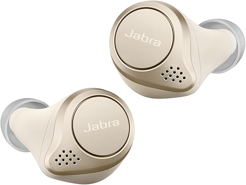 Jabra Elite 75t - Auriculares inalámbricos con funda de carga, color beige dorado, Bluetooth con cancelación activa de ruido con un ajuste cómodo,