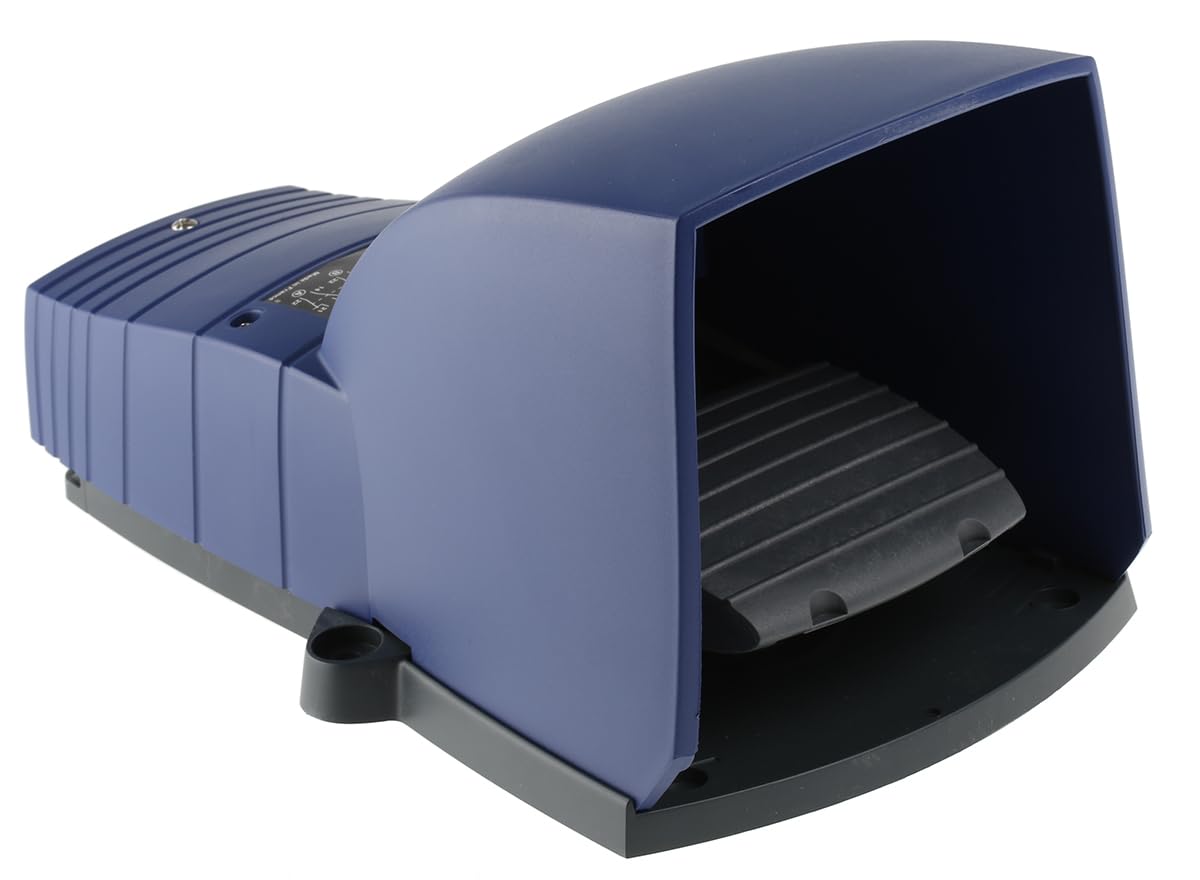 Pédale plastique bleue avec capot et double contact NC/NO de sécurité