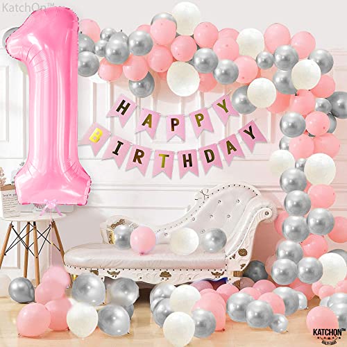 Katchon, Pink One Balloon For First Birthday - 40 Inch | Light Pink 1 Balloon For First Birthday | Number 1 Balloons | 1St Birthday Decorations For Girls | 1 Birthday Balloons Girl | 1 Year Old Decor #TOP6