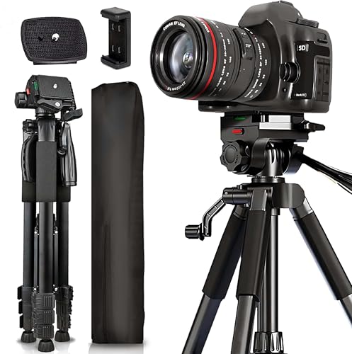 Image of Adofys 76 inch Professional Aluminium Camera Tripod with Travel Bag and Phone Holder |Operating Height: 76 inch | Maximum Load Capacity up to 10kg | Compatible with All Cameras, Cell Phones, Projector