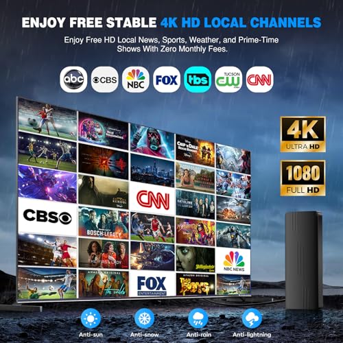 Image of 2026 Upgraded TV Antenna Indoor Outdoor, 3600+ Miles Long Range HD Digital TV Antenna for Local Channels with Amplified Signal Booster, Supports 4K 8K 1080p for All TVs，39ft Coaxial Cable