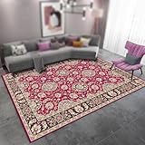 Alfombras lavables para sala de estar, tradicional, oriental, floral, negro, multicolor, fucsia, 150 x 200 cm, alfombra suave de pelo bajo para salón, dormitorio, mesita de noche, decoración del hogar