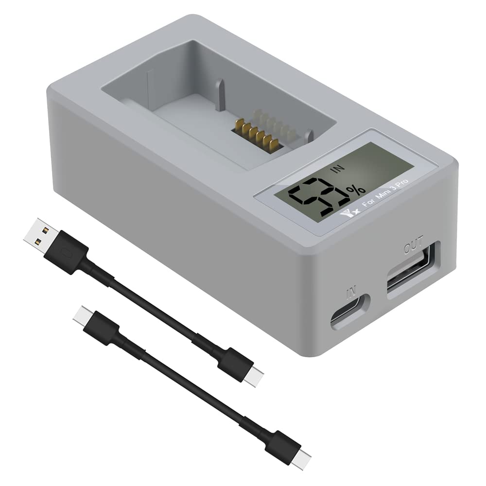 Cargador compatible para DJI MINI 3 Pro, concentrador de carga de batería Cargador USB Pantalla de dron Puerto de cargador con cables Adaptadores de carga Herramienta de fuente de alimentación