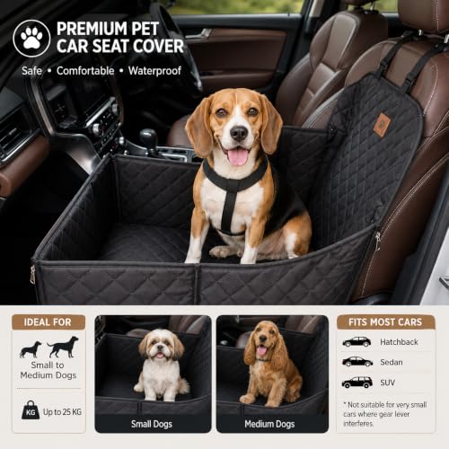 Image of Premium Pet Car Seat Cover - Front Seat Protector for Dogs - Waterproof, Non-Slip & Durable for Cars, Trucks & SUVs (Black)