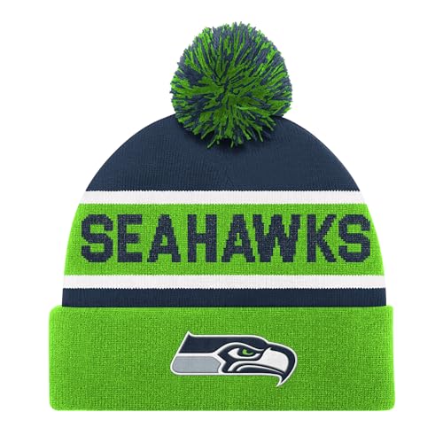 Starter Unisex Neon Green Seattle Seahawks Cuffed Knit Hat-with Pom