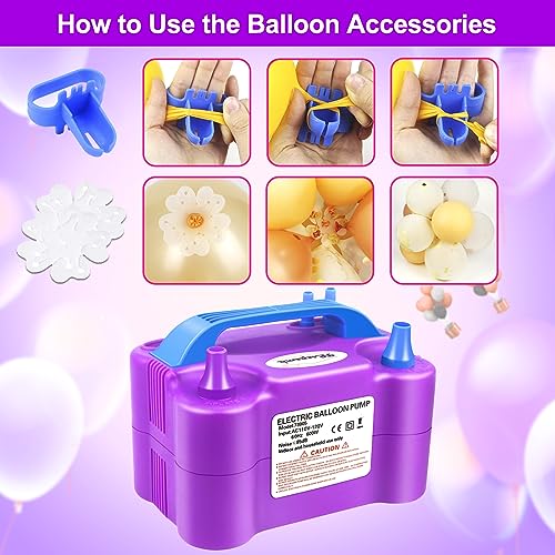 Flsepamb Electric Air Balloon Pump Portable Dual Nozzle 600W Electric Balloon Blower Pump Inflator Machine Save Time For Decoration thumb #5