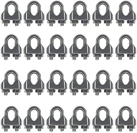 HEVERP 24PCS 3/16 Inches M4 Stainless Steel Wire Rope Cable Clip Clamp