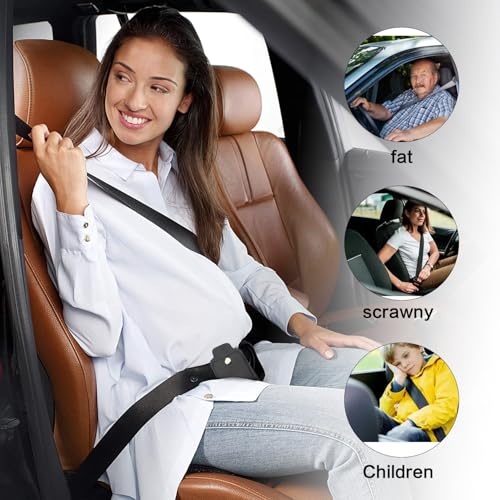 Auto Sicherheitsgurt Versteller, 2 PCS Premium PU Leder Sicherheitsgurt Clip für Fahrzeug Automobile Komfort Universal Schulter Nackenriemen Positionierer für Erwachsene (Schwarz-Snap-Typ)