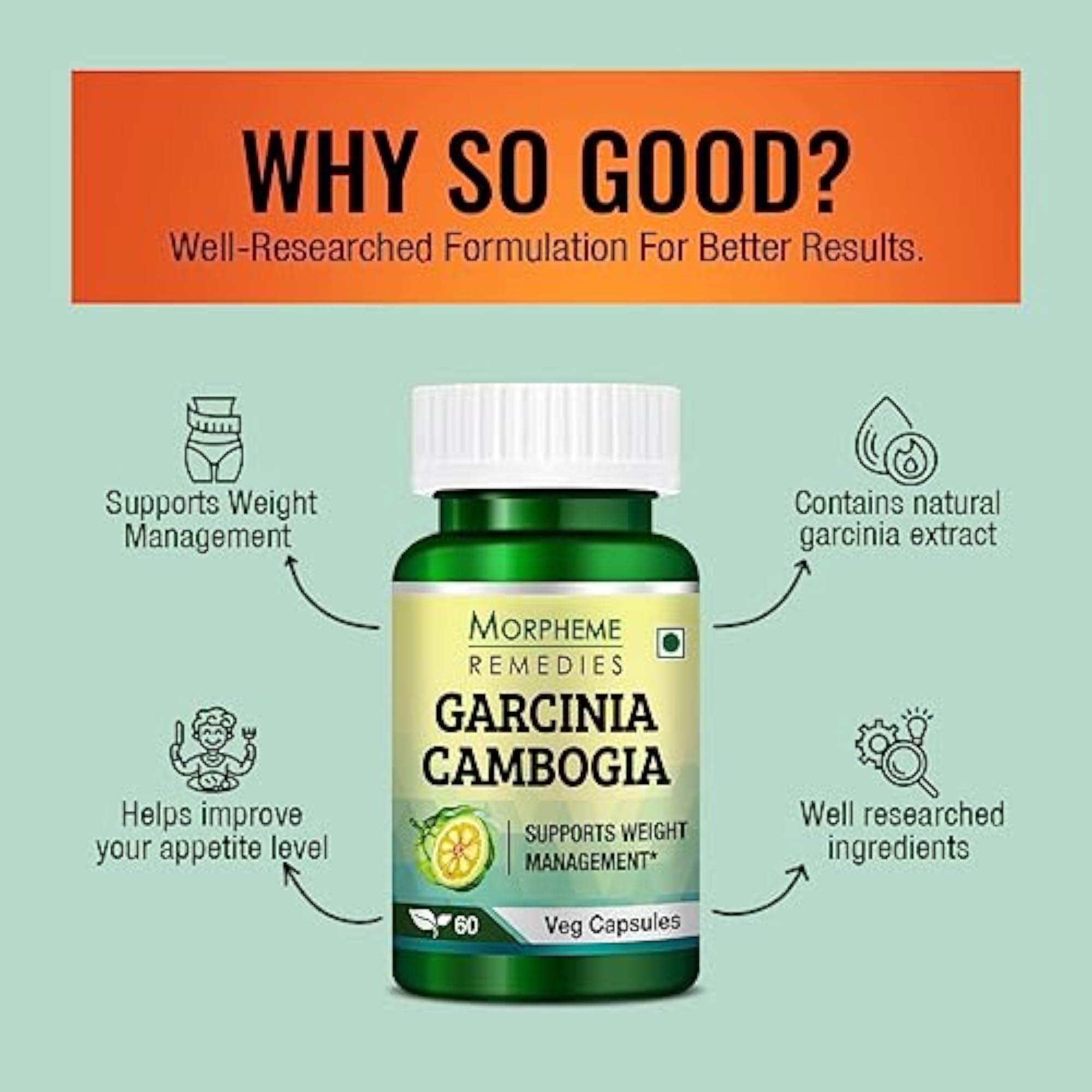 Garcinia Cambogia Veg Capsules, 60 Count, Weight Management
