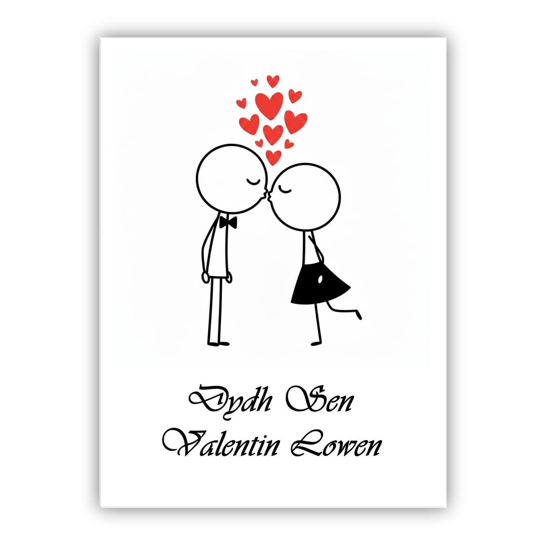 Multilingual Valentine’s Day Card – Cute Couple – Romantic Valentines Greeting Card for Husband, Wife, Boyfriend, Girlfriend (• Cornish: Dydh Sen Valentin Lowen) — image 1