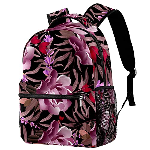 Sac à dos voyage moderne rose floral résistant pour soulager le dos des étudiants